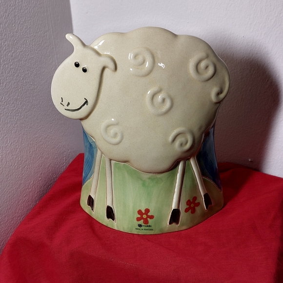 Molde Pottery 3D Sheep Ceramic Folk Art Figurine Oval Base Hand Painted Portugal - Picture 1 of 12